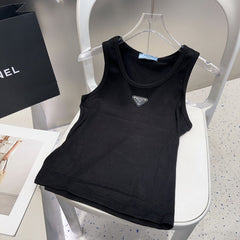 CAMISOLE 624506 IN BLACK COTTON RIBBED