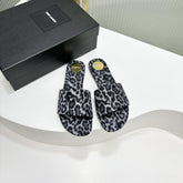 CARLYLE SLIDES IN LEOPARD GROSGRAIN BLACK WHITE