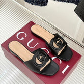 SLIDE SANDALS IN BURNT BLACK CALFSKIN