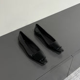 POPPY BALLET FLATS IN BLACK GLOSSY LAMBSKIN