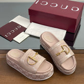 HIGH 5.5 CM WEDGE SANDALS IN LIGHT PINK CALFSKIN AND FABRIC