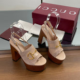 HIGH HEEL SANDALS 13 CM IN BEIGE CALFSKIN MIX SUEDUE GOLD HARDWARE