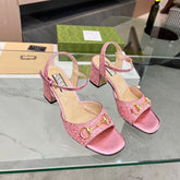 GG HIGH HEELS SANDALS 60 IN SHINY PINK LAMBSKIN