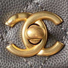 CHANEL 25S COCO HANDLE BAG 23 IN DARK GREY CAVIAR WITH GOLD HARDWARE