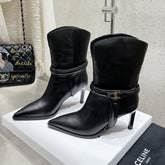 VERNEUIL ANKLE BOOT WITH TRIOMPHE IN BLACK CALFSKIN
