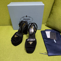 PRADA 25S HIGH-HEEL SANDALS 140 MM IN BLACK SUEDE STYLE 1