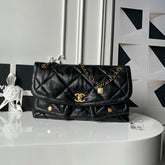 CHANEL 25S FLAP BAG 45 IN BLACK LAMBSKIN WITH GOLD HARDWARE