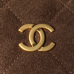 CHANEL 25S BOWLING BAG 24 IN DARK BROWN SUEDE GOLD HARDWARE