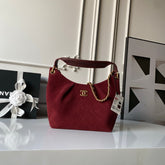 CHANEL 25S HOBO BAG 31 IN DARK RED SUEDE WITH GOLD HARDWARE
