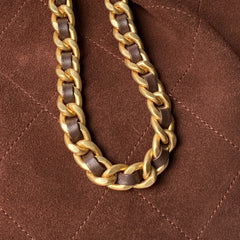 CHANEL 25S HOBO BAG 31 IN DARK BROWN SUEDE WITH GOLD HARDWARE