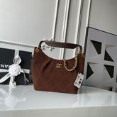 CHANEL 25S HOBO BAG 31 IN DARK BROWN SUEDE WITH GOLD HARDWARE