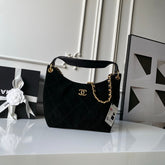 CHANEL 25S HOBO BAG 31 IN BLACK SUEDE WITH GOLD HARDWARE