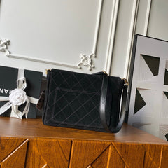 CHANEL 25S SHOULDER BAG 30 IN BLACK SUEDE WITH GOLD HARDWARE