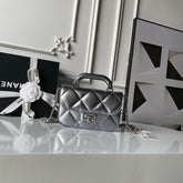 CHANEL 25S FLAP BAG 18 IN SILVER METALLIC CALFSKIN