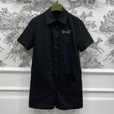 GUCCI SHORT SLEEVE NOTCHED COLLAR ROMPER 268515