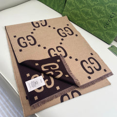 GUCCI 25S SCARF 190 IN WOOL SILK 742030