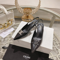 HIGH SLINGBACK 5 CM IN BLACK CALFSKIN