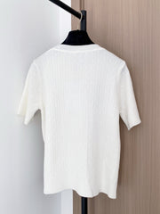 CHANEL 26S SHORT-SLEEVE CREW NECK SWEATER 865