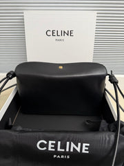 CELINE 25S TRIO FLAP 22MM IN BLACK SMOOTH LAMBSKIN GOLD HARDWARE