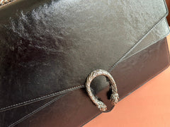 DIONYSUS LAGRE SHOULDER BAG 42 IN BLACK GG GLOSSY LAMBSKIN