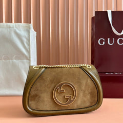 GUCCI 26S BLONDIE SHOULDER BAG 26 IN BROWN CALFSKIN AND SUEDE