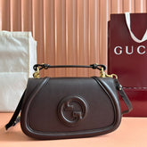 BLONDIE LARGE TOP HANDLE BAG 32 IN DARK BROWN CALFSKIN