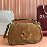GUCCI 26S BLONDIE BAG 32 IN BROWN SUEDE