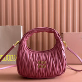 MIUMIU 26S MINI HOBO 20 BAG IN DUSTY ROSE PINK CALFSKIN GOLD HARDWARE