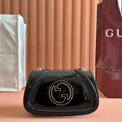 SMALL BLONDIE SHOULDER BAG 21.5 IN BLACK PATENT CALFSKIN