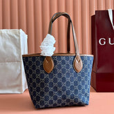 SMALL TOTISSIMA REVERSIBLE TOTE 22 IN DARK BLUE DENIM ONE SIDE BLUE SUEDE