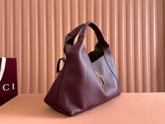 SOFTBIT MAXI SHOULDER BAG 46 IN BURGUNDY GRAINY LAMBSKIN