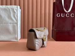 GG MARMONT MATELASSÉ LARGE 26 BAG BEIGE CALFSKIN