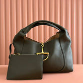 SOFTBIT MAXI SHOULDER BAG 46 IN DARK GREEN GRAINY LAMBSKIN