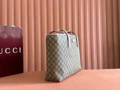 MEDIUM TOTE BAG 38 IN BEIGE AND BROWN GG COATED FABRIC PINK CALFSKIN