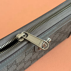 OPHIDIA ZIP AROUND WALLET 19 IN DARK GREY COATED FABRIC AND CALFSKIN
