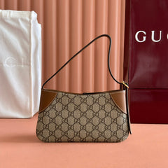 EMBLEM SMALL SHOULDER BAG 23 IN BEIGE AND BROWN GG COATED FABRIC BROWN CALFSKIN TRAP