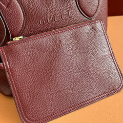 SMALL TOTISSIMA REVERSIBLE TOTE BAG 21 IN ROSSO ANCORA RED CALFSKIN BROWN BEIGE GG CANVAS