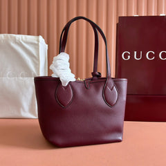 SMALL TOTISSIMA REVERSIBLE TOTE BAG 21 IN ROSSO ANCORA RED CALFSKIN BROWN BEIGE GG CANVAS