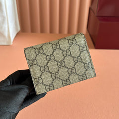 MARMONT BAG 11 IN BEIGE EBONY GG CANVAS DARK RED CALFSKIN