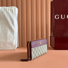 GG MARMONT 19 LONG WALLET IN RED AND BEIGE CALFSKIN