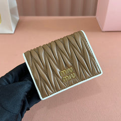 SMALL MATELASSÉ NAPPA LEATHER WALLET BROWN