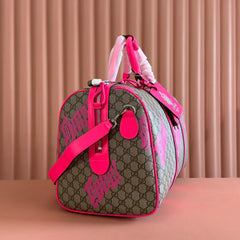 GUCCI CHROMA LARGE DUFFLE BAG 45 PINK IN GG MONOGRAM CANVAS