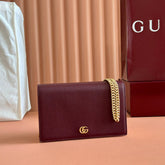 GG MARMONT 20 MINI CHAIN BAG IN DARK RED CALFSKIN