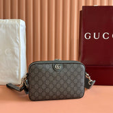 GUCCI OPHIDIA SMALL CROSSBODY BAG 24 GREY AND BLACK MONOGRAM CANVAS