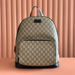 EMBOSSED BACKPACK 40 IN BEIGE AND DARK BROWN CALFSKIN