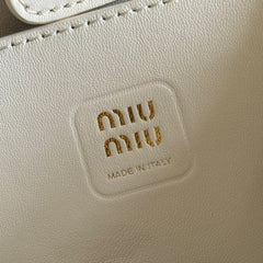MIUMIU 26S JOIE HAND BAG 22 IN WHITE SHINY LAMBSKIN GOLD HARDWARE