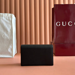 GUCCI 26S GG MARMONT BAG 20 IN BLACK CALFSKIN