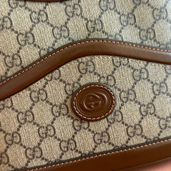 GUCCI 26S SHOULDER BAG 25 IN DARK BEIGE AND BROWN COATED CANVAS