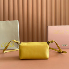 MIUMIU 26S POUCH BAG 18 IN YELLOW CALFSKIN GOLD HARDWARE