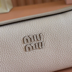 MIUMIU 26S POUCH BAG 18 IN DARK BEIGE CALFSKIN GOLD HARDWARE